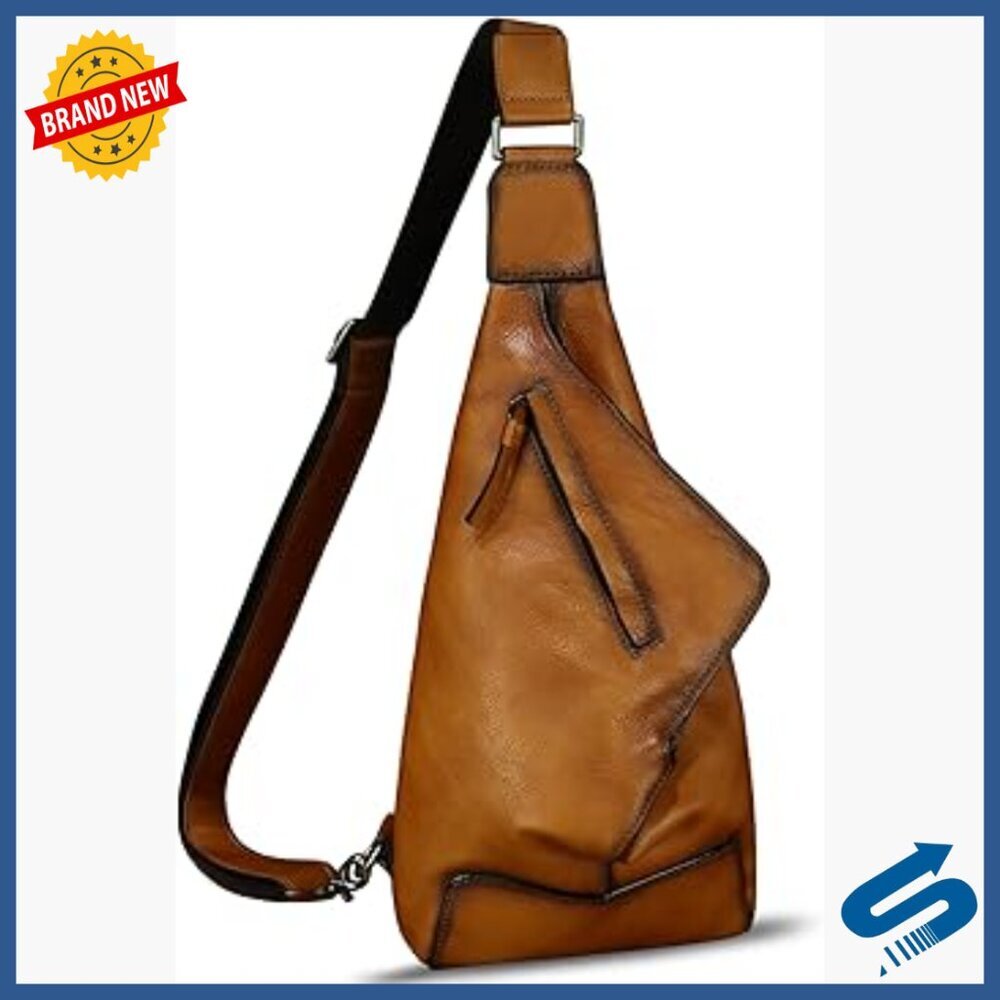 Genuine Leather Sling Backpack Crossbody Bag Unisex Shoulder Bag
